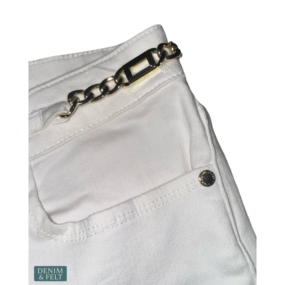 Karl Lagerfeld Paris White Straight Leg Jeans Gold Chain Detail High Rise 10 - Picture 5 of 9